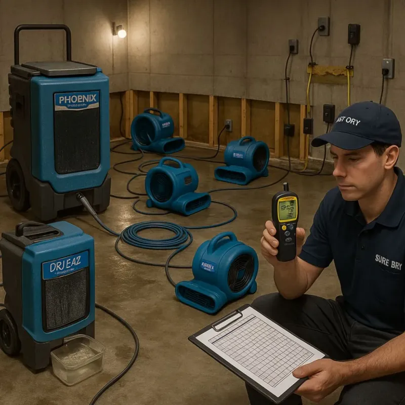 Structural Drying and Dehumidification process in Bicknell, IN